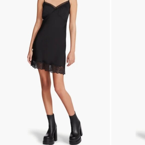 Steve Madden Black Spaghetti Strap Mini Dress - Picture 1 of 11